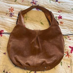 Brown suede hobo bag by B. Makowsky
